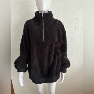 XL Black Fleece 3/4 Zip Pullover